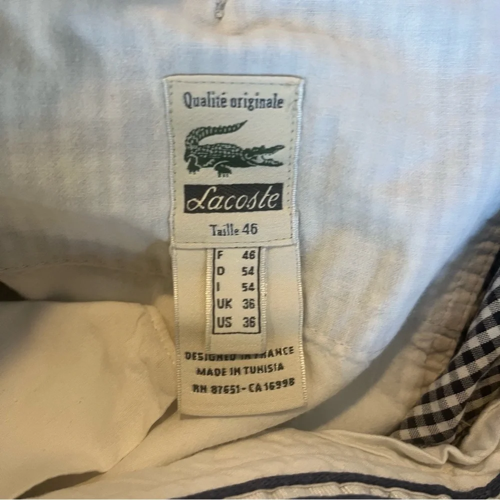 Vintage Lacoste Men’s Seersucker Gingham Checkered Shorts Black White Size 36‎